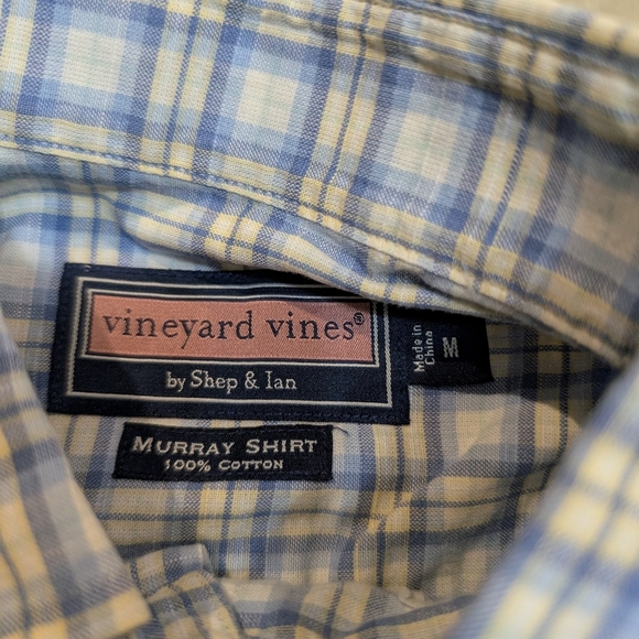 Vineyard Vines Murray Light Blue/Yellow Plaid Button Down Shirt Mens M - Picture 3 of 5